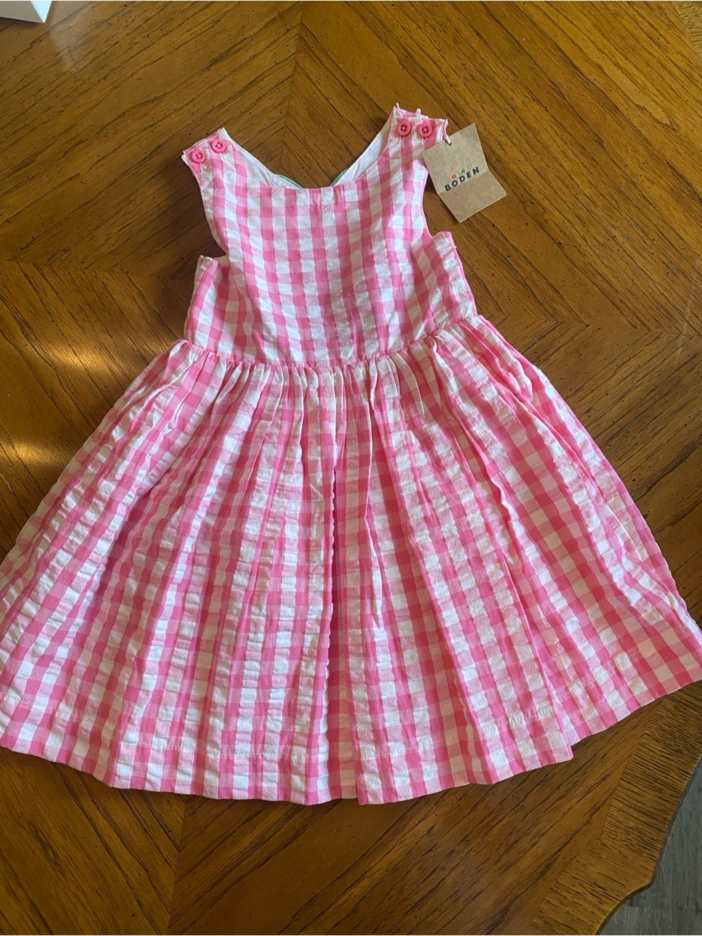 Mini Boden Pink and White Gingham Sundress